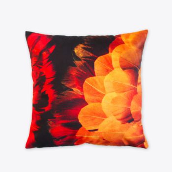 Coussin carré velours imprimé photo Plume