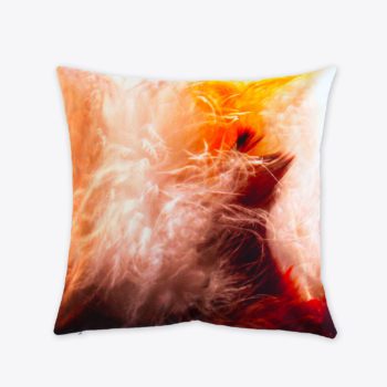 Coussin carré velours imprimé photo Plume